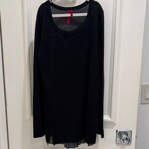 Black Long Sleeve knit and chiffon top